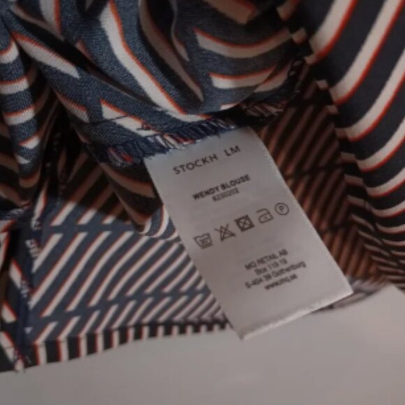 Stockh lm festive Wendy Blouse Striped Black and Tan Women's Top Size 44 US 10 - Picture 5 of 5